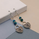 Chrysocolla Textured Heart Earrings