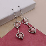 Pink Amazonite Double Heart Earrings