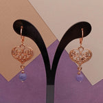 Angelite Rose Gold Plated Filigree Heart Earrings