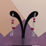 Fushia Tigers Eye Love Mullet Earrings
