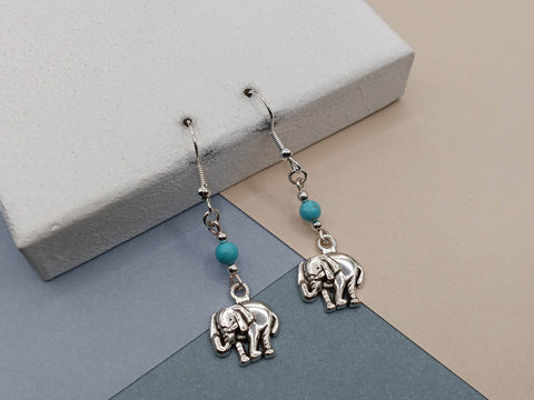 Blue Turquoise Elephant Earrings