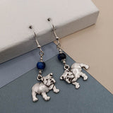 Blue Tigers Eye Bulldog Earrings