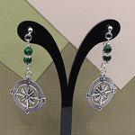 Green Tigers Eye Compass Modified Mullet Earrings